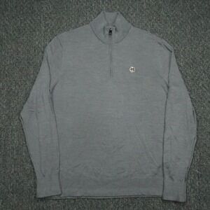 Ted Baker Sweater Mens Large Gray Wool Quarter Zip Pullover Jumper